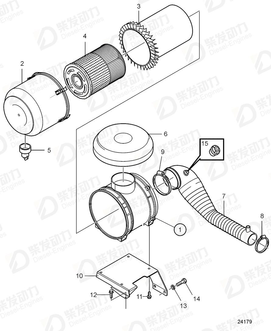 volvo penta Hose clamp 21034282 Drawing